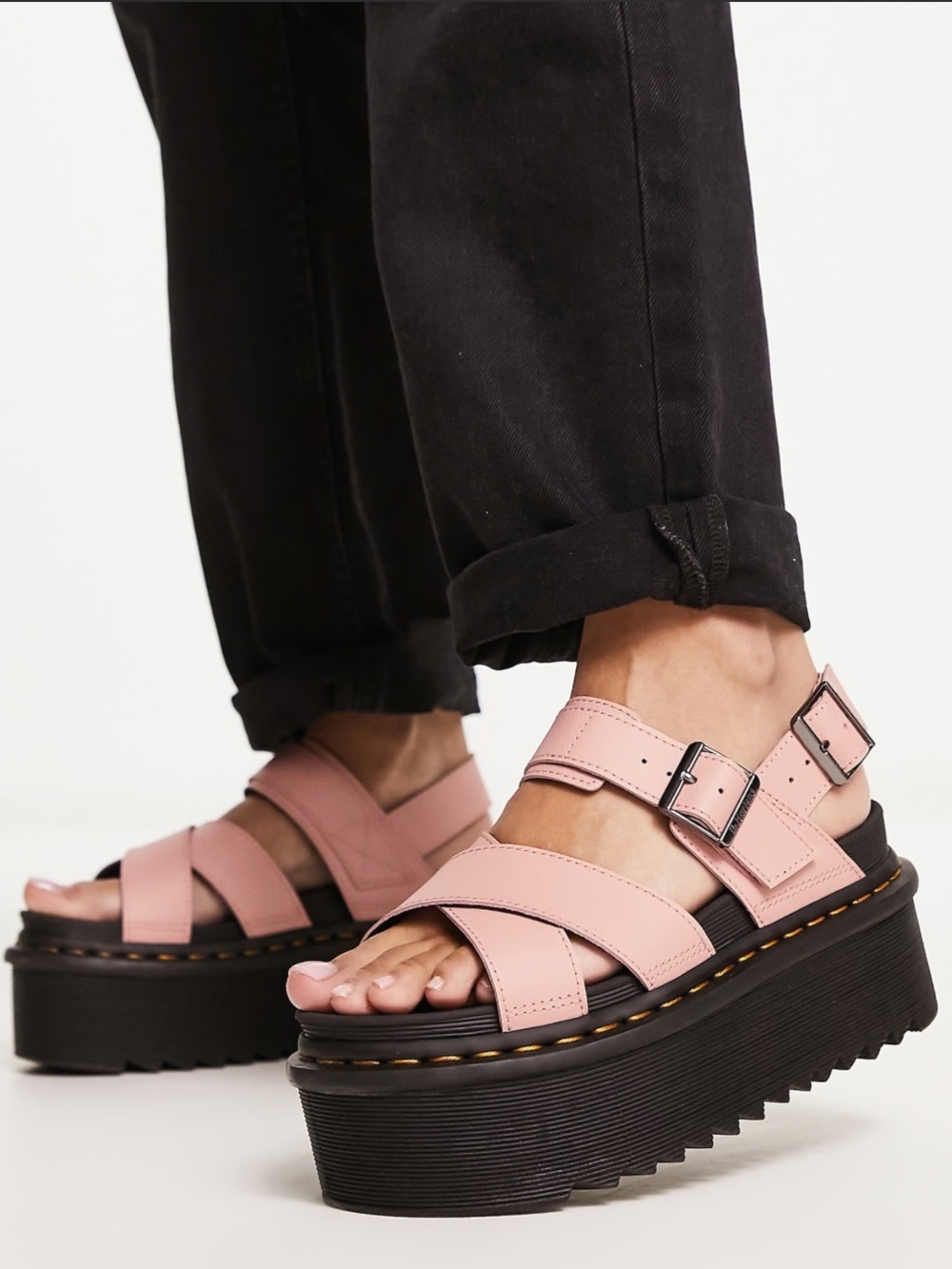 Dr. Martens Voss II Athena Leather Strap Platform Peach Beige Women’s size 8 NEW - Picture 10 of 13